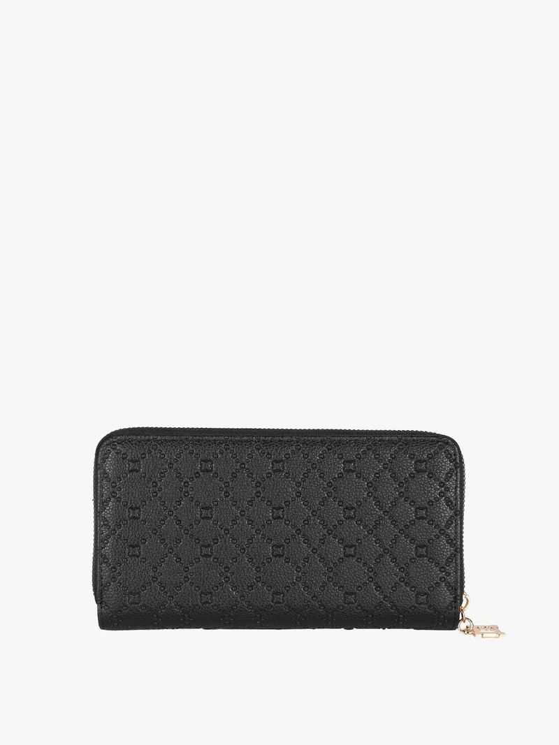 Portafoglio in ecopelle da donna con logo - nero