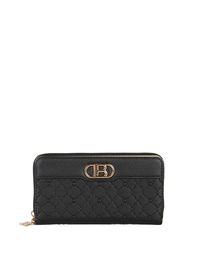 Portafoglio in ecopelle da donna con logo - nero