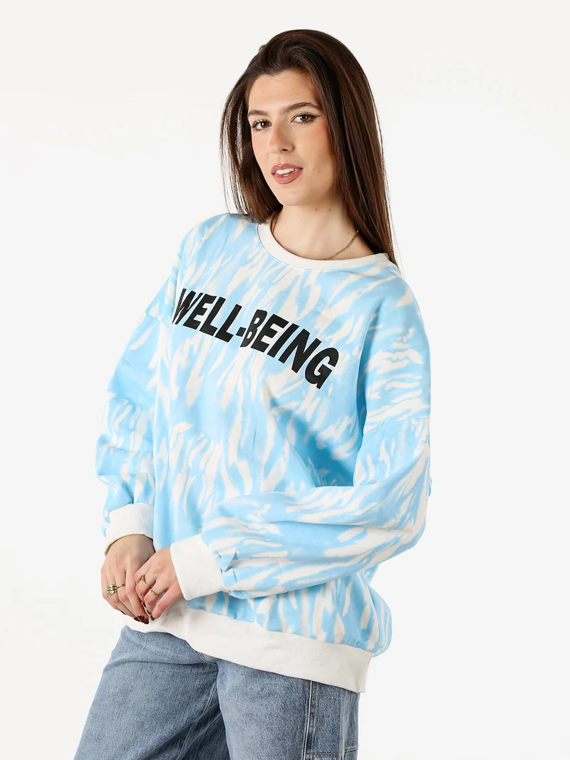Felpa oversize da donna con stampe - azzurro