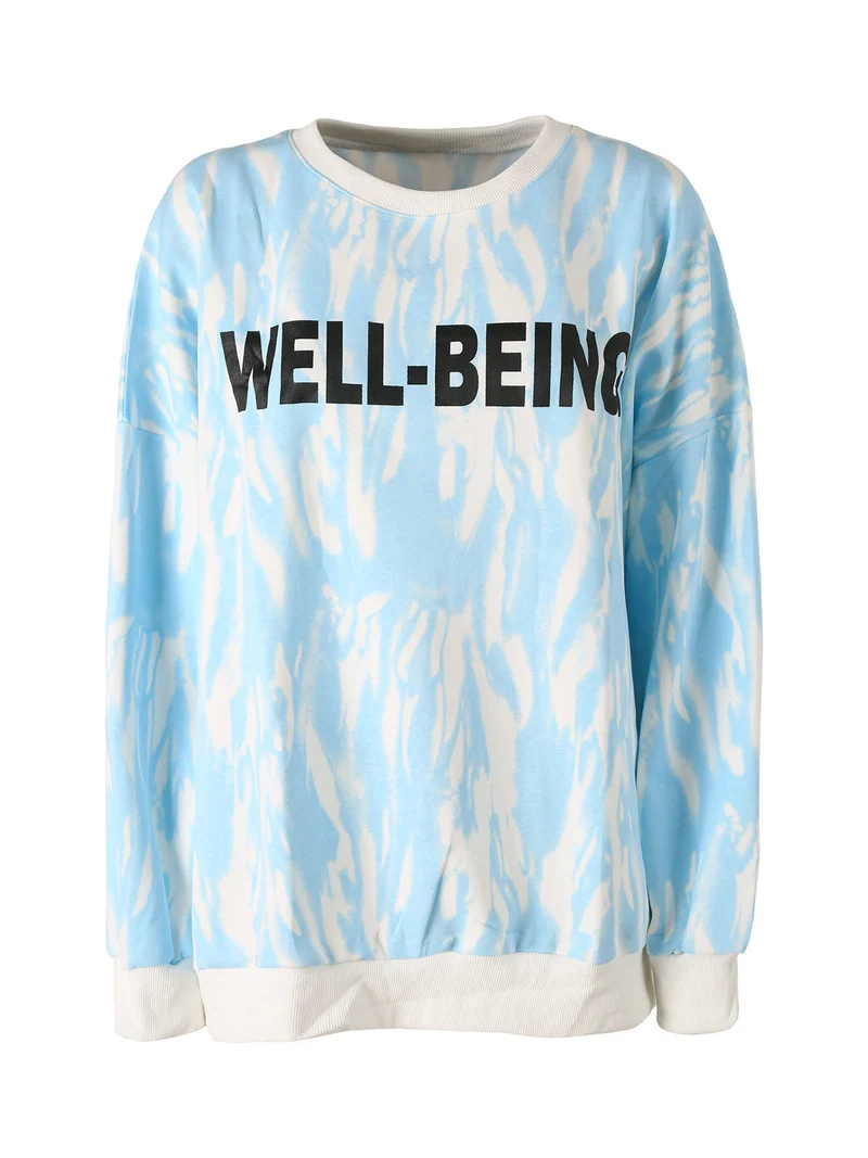 Felpa oversize da donna con stampe - azzurro