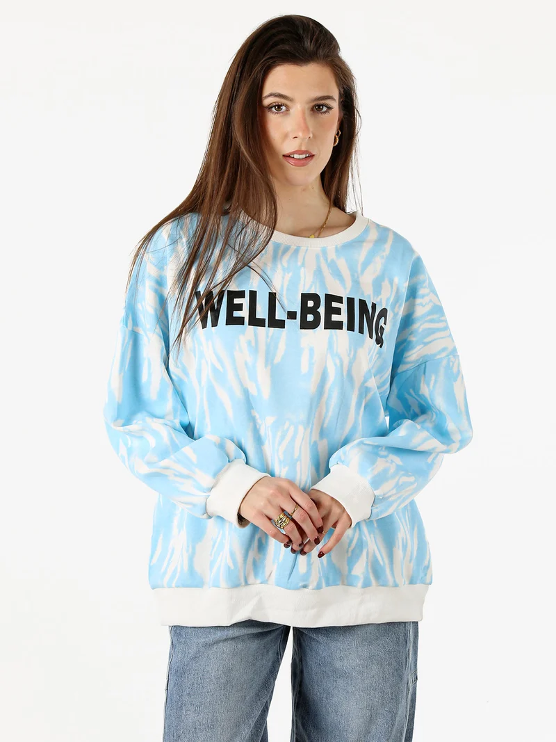 Felpa oversize da donna con stampe - azzurro