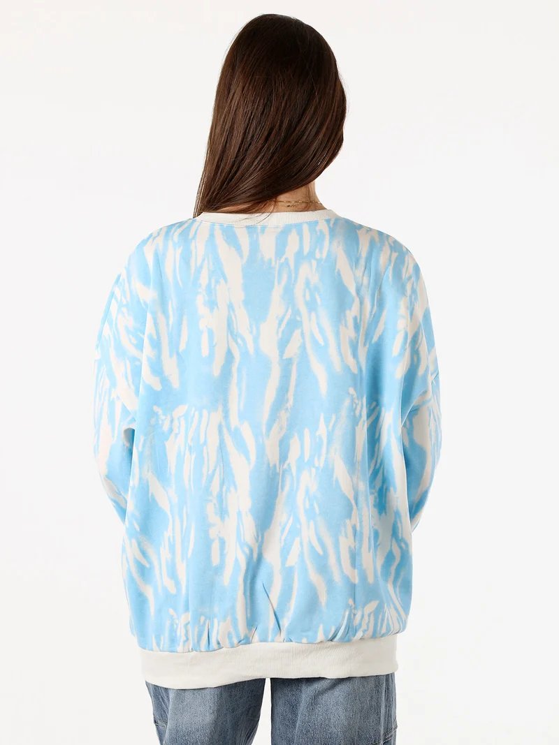 Felpa oversize da donna con stampe - azzurro