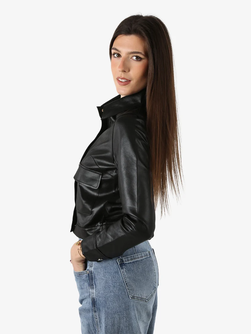 Giacca donna leggera con bottoni - nero
