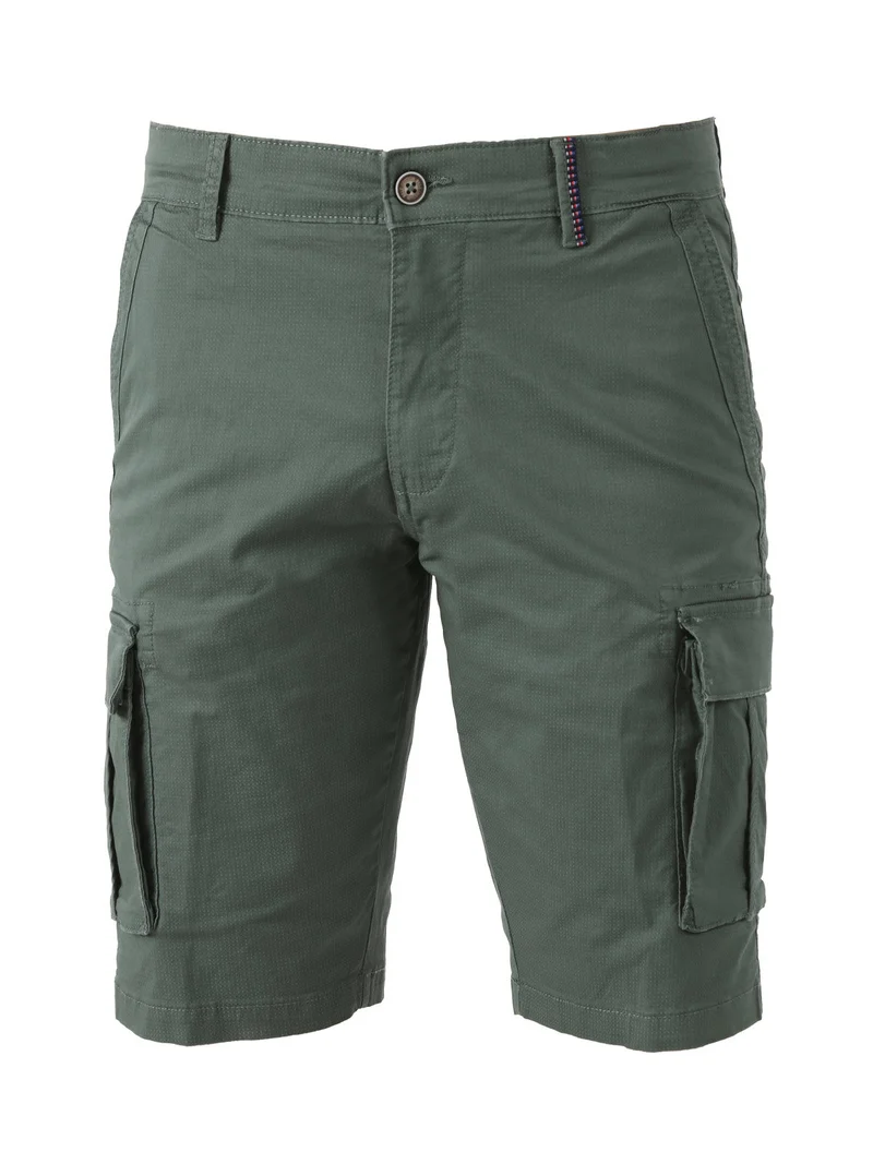 Bermuda cargo da uomo in cotone stretch - verde