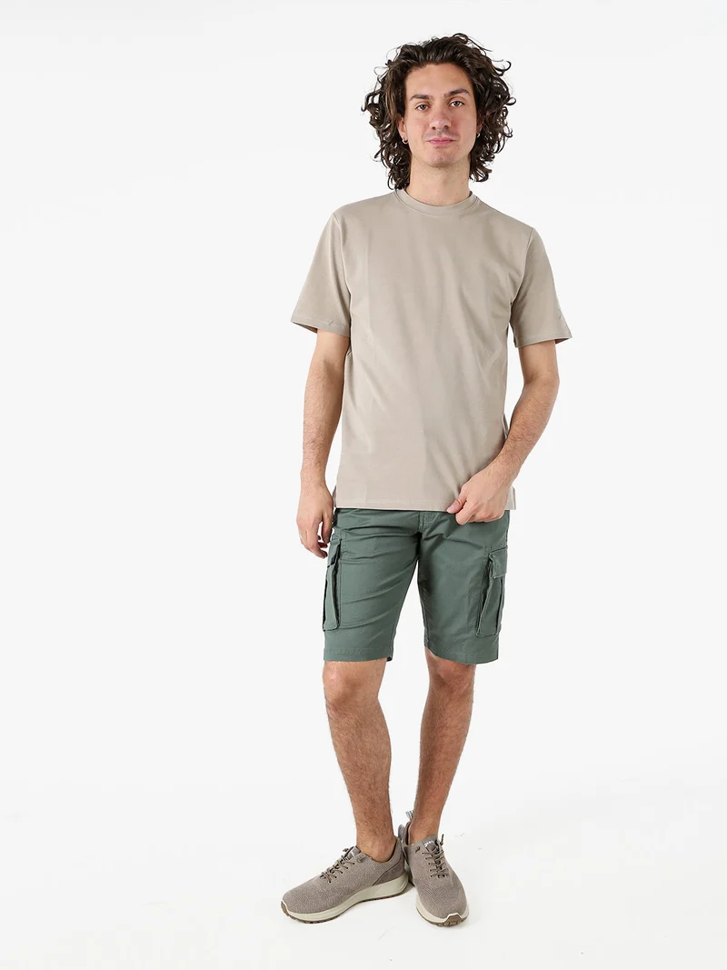 Bermuda cargo da uomo in cotone stretch - verde