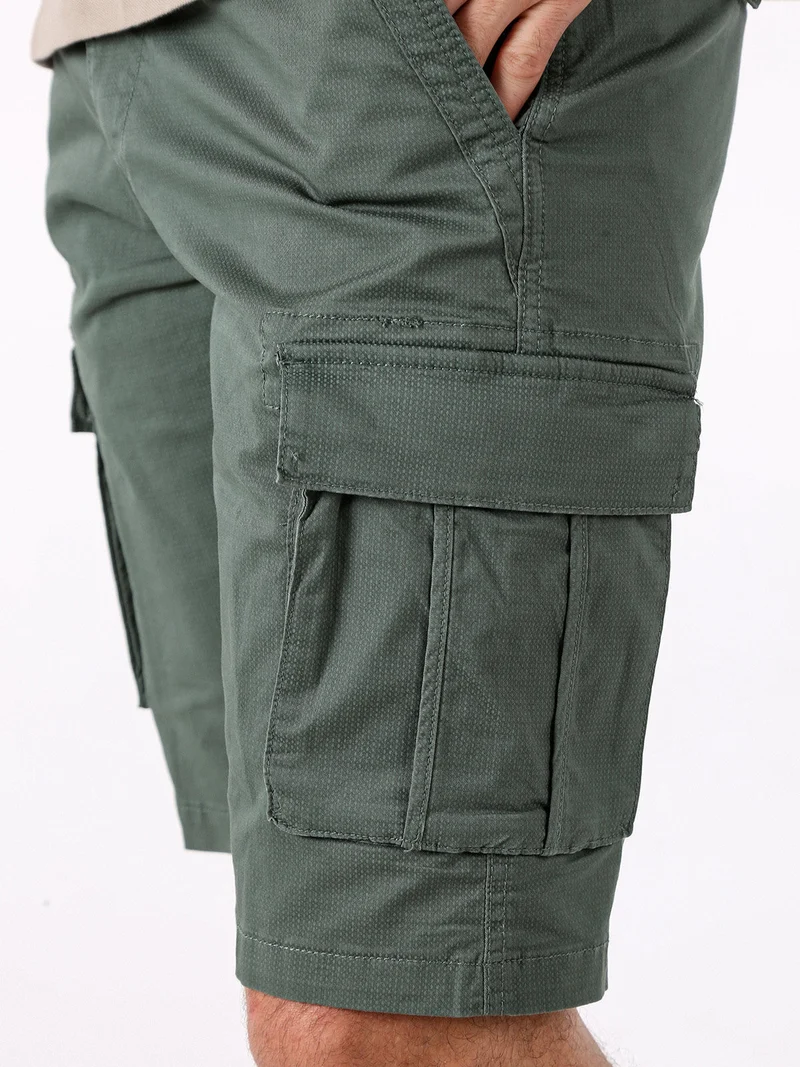 Bermuda cargo da uomo in cotone stretch - verde