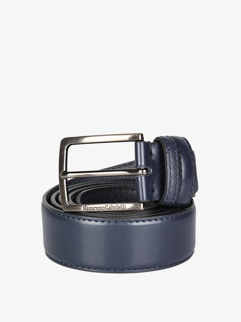 Cintura in pelle da uomo - blu scuro