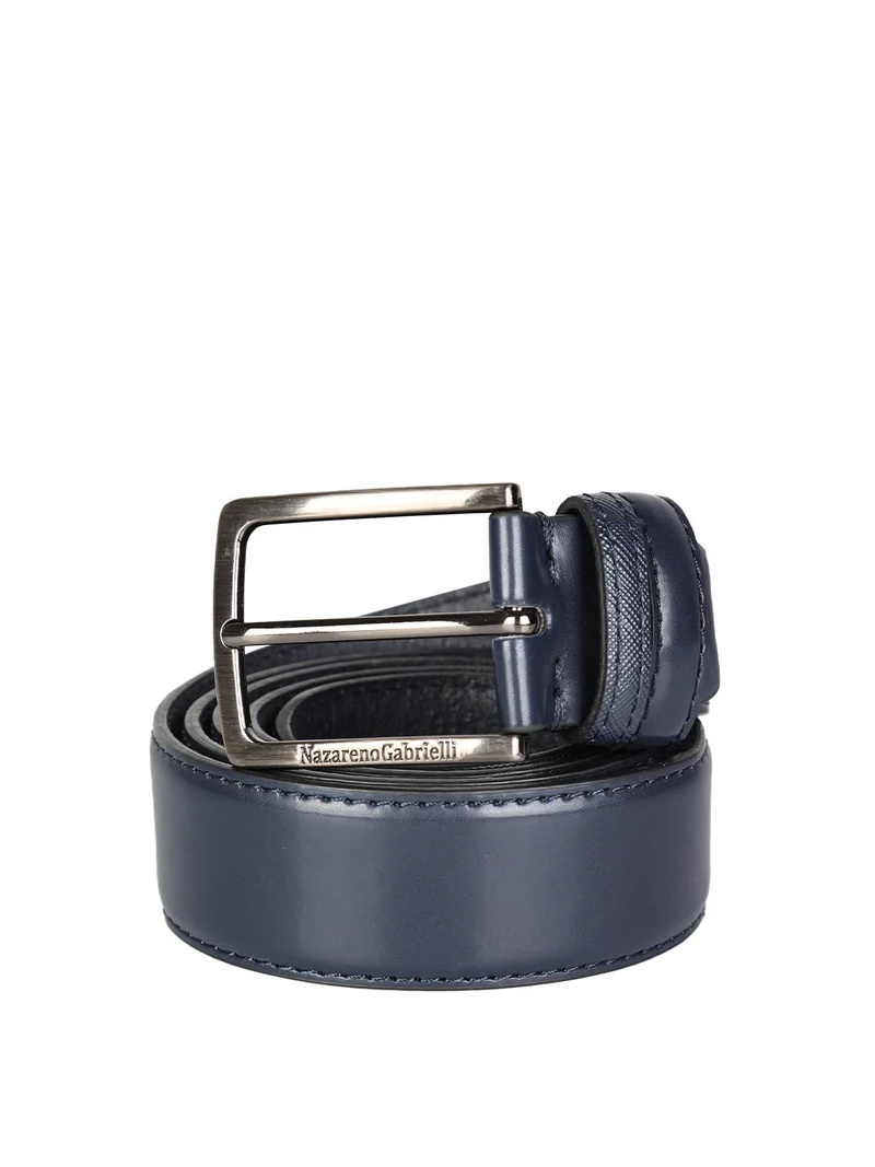 Cintura in pelle da uomo - blu scuro