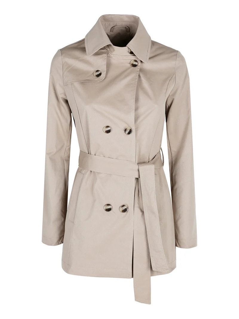 Trench donna con bottoni a doppiopetto - cammello