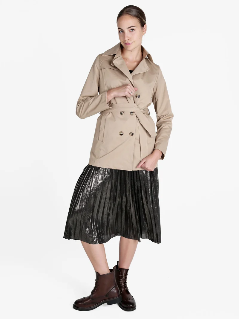 Trench donna con bottoni a doppiopetto - cammello