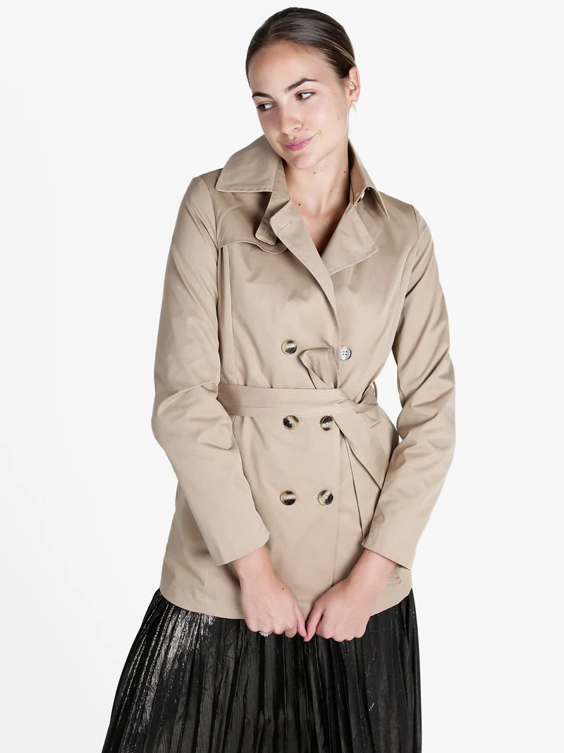 Trench donna con bottoni a doppiopetto - cammello