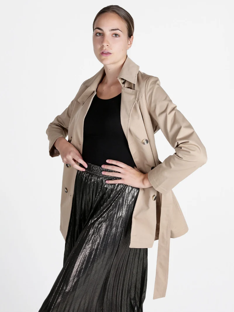 Trench donna con bottoni a doppiopetto - cammello