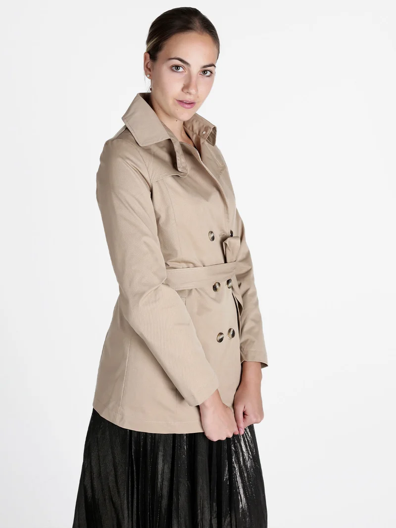 Trench donna con bottoni a doppiopetto - cammello