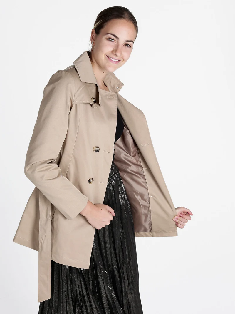 Trench donna con bottoni a doppiopetto - cammello