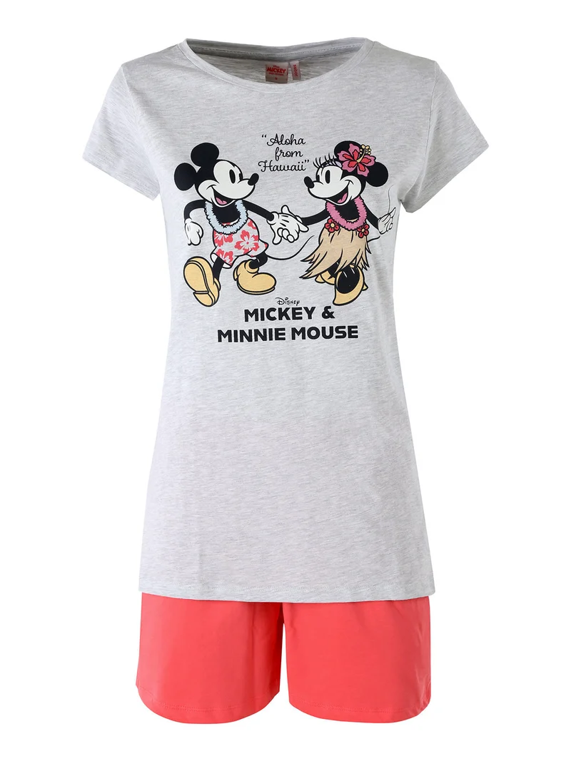 Minnie e Topolino pigiama corto da donna in cotone - grigio chiaro