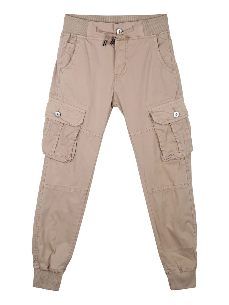 Pantaloni da ragazzo con tasconi laterali e polsini - khaki