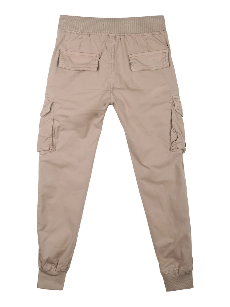 Pantaloni da ragazzo con tasconi laterali e polsini - khaki