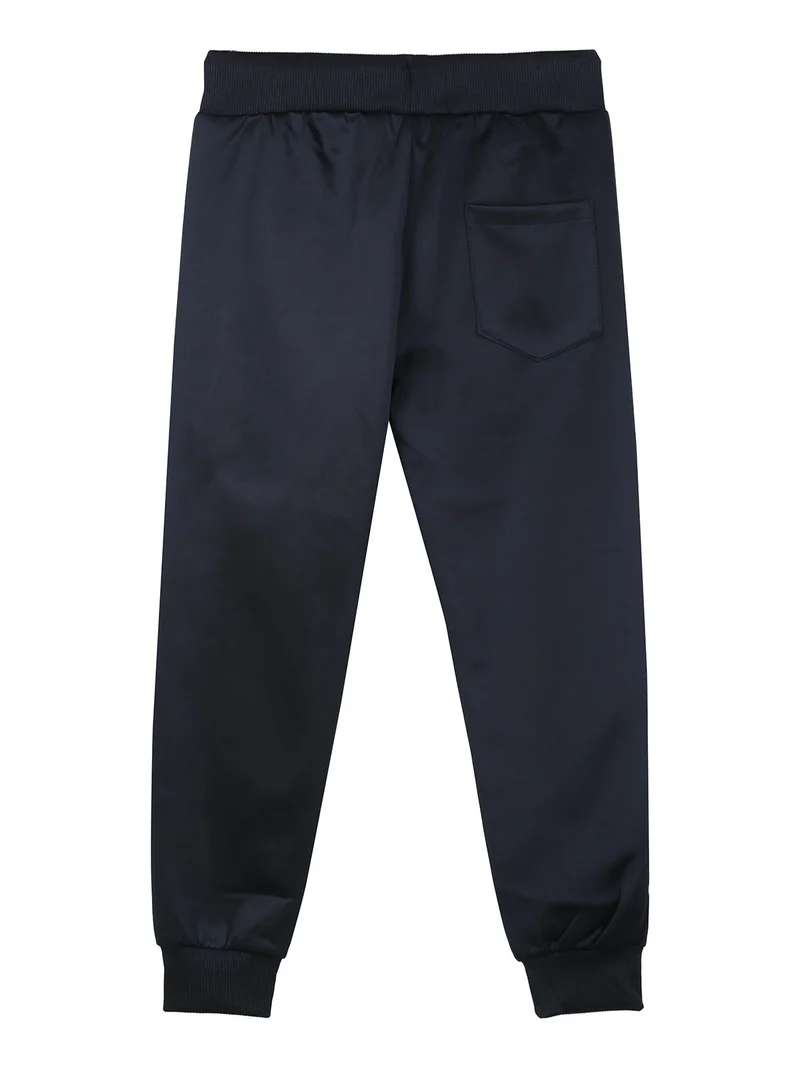 Pantaloni tuta da bambino con coulisse e polsini - nero