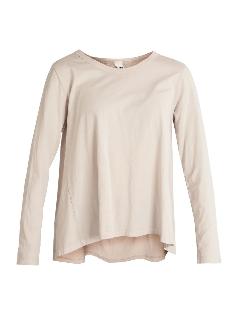 T-shirt manica lunga donna in cotone - beige