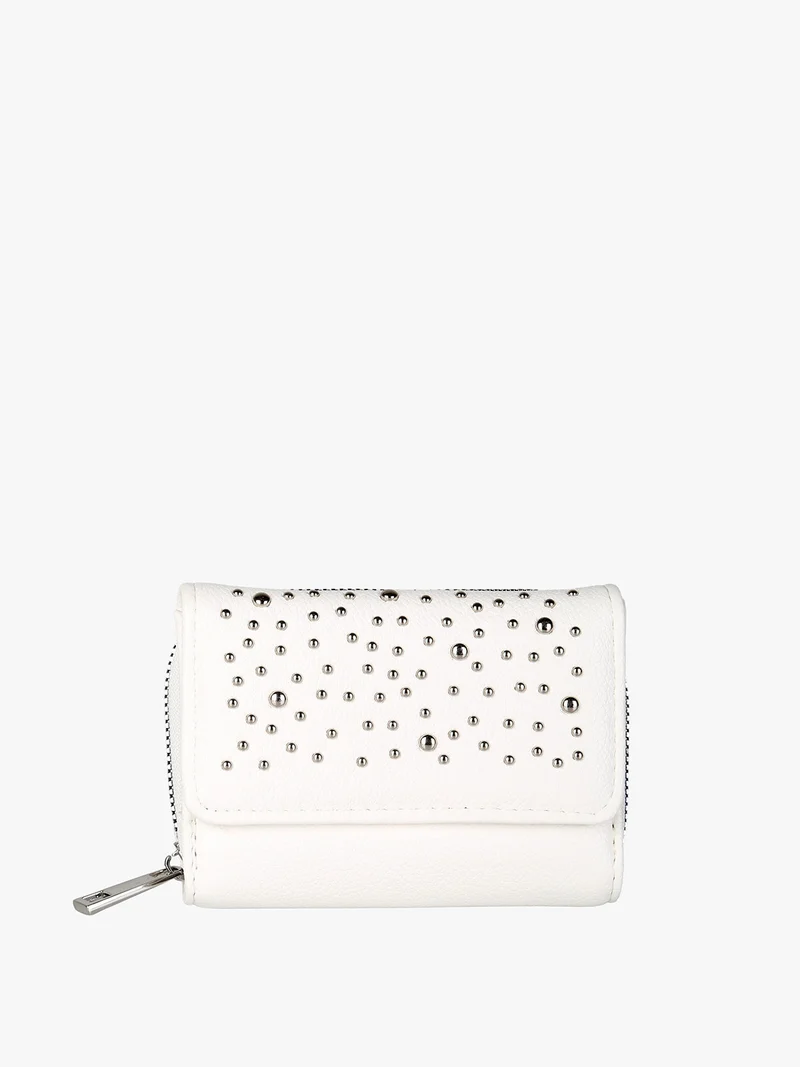 Portafoglio mini da donna con borchie - bianco