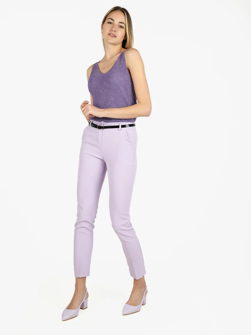 Pantaloni classici da donna a sigaretta - lilla