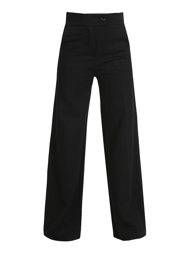 Pantaloni casual da donna a vita alta - nero