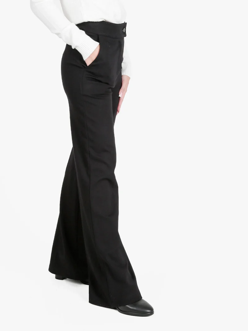 Pantaloni casual da donna a vita alta - nero