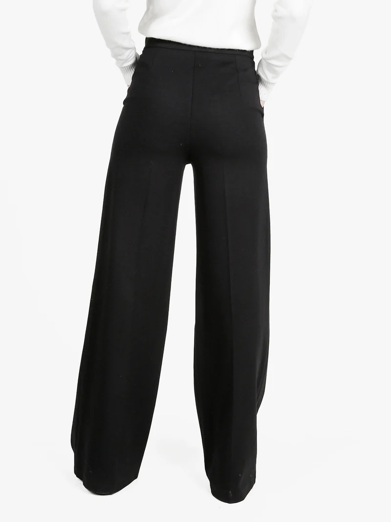 Pantaloni casual da donna a vita alta - nero