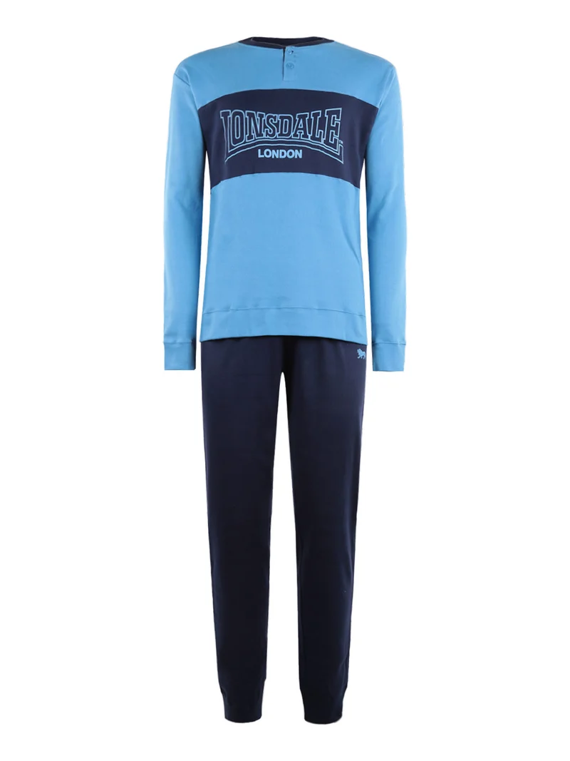 Pigiama lungo da uomo in cotone - blu