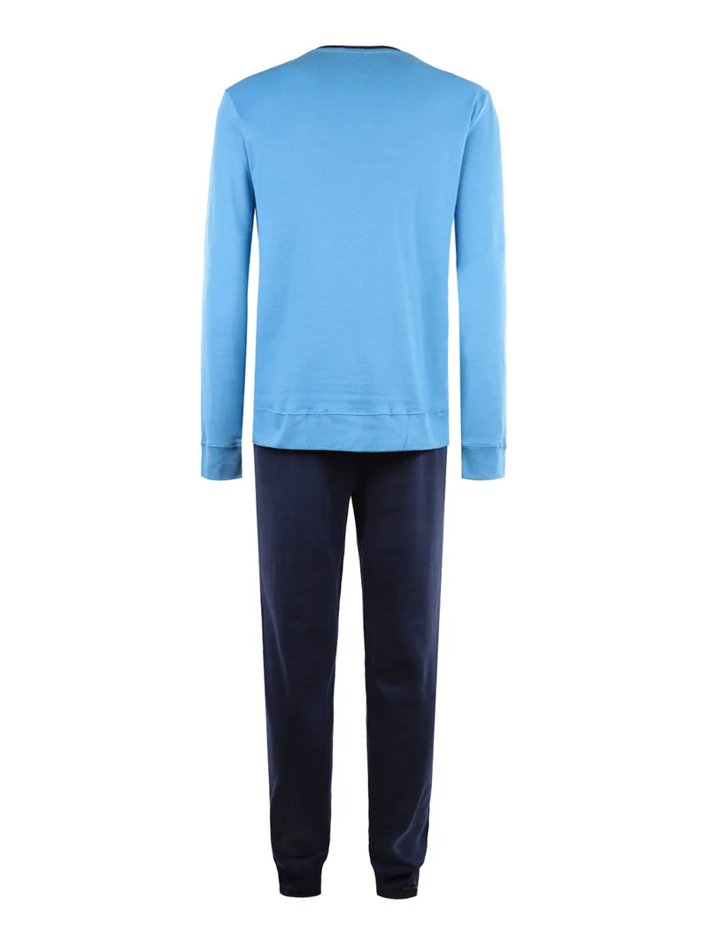 Pigiama lungo da uomo in cotone - blu