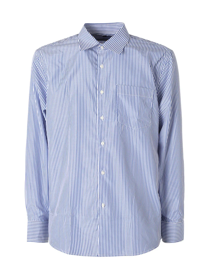 Camicia da uomo rigata a maniche lunghe - blu