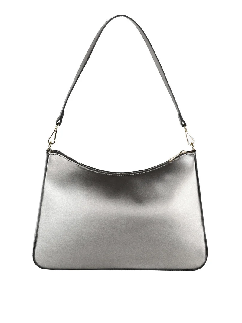 Borsetta rigida in vera pelle - grigio scuro