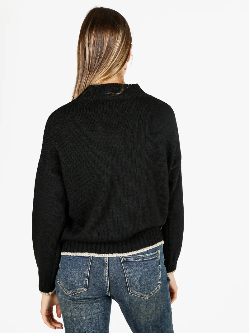 Maglione donna in misto lana con dettaglio lurex - nero