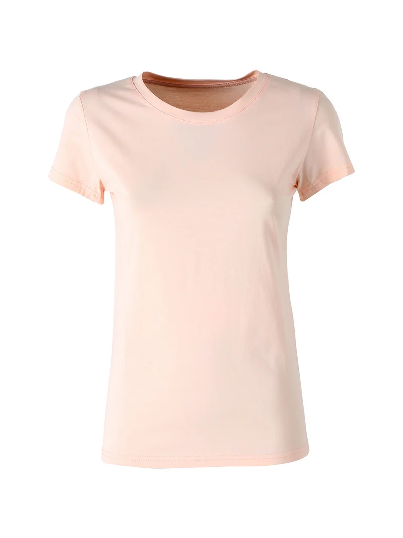 T-shirt girocollo da donna in cotone - cipria