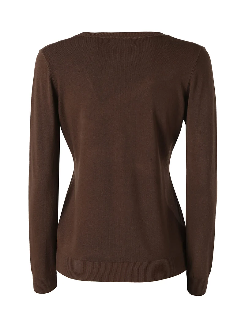 Cardigan donna in maglia con bottoni - moro