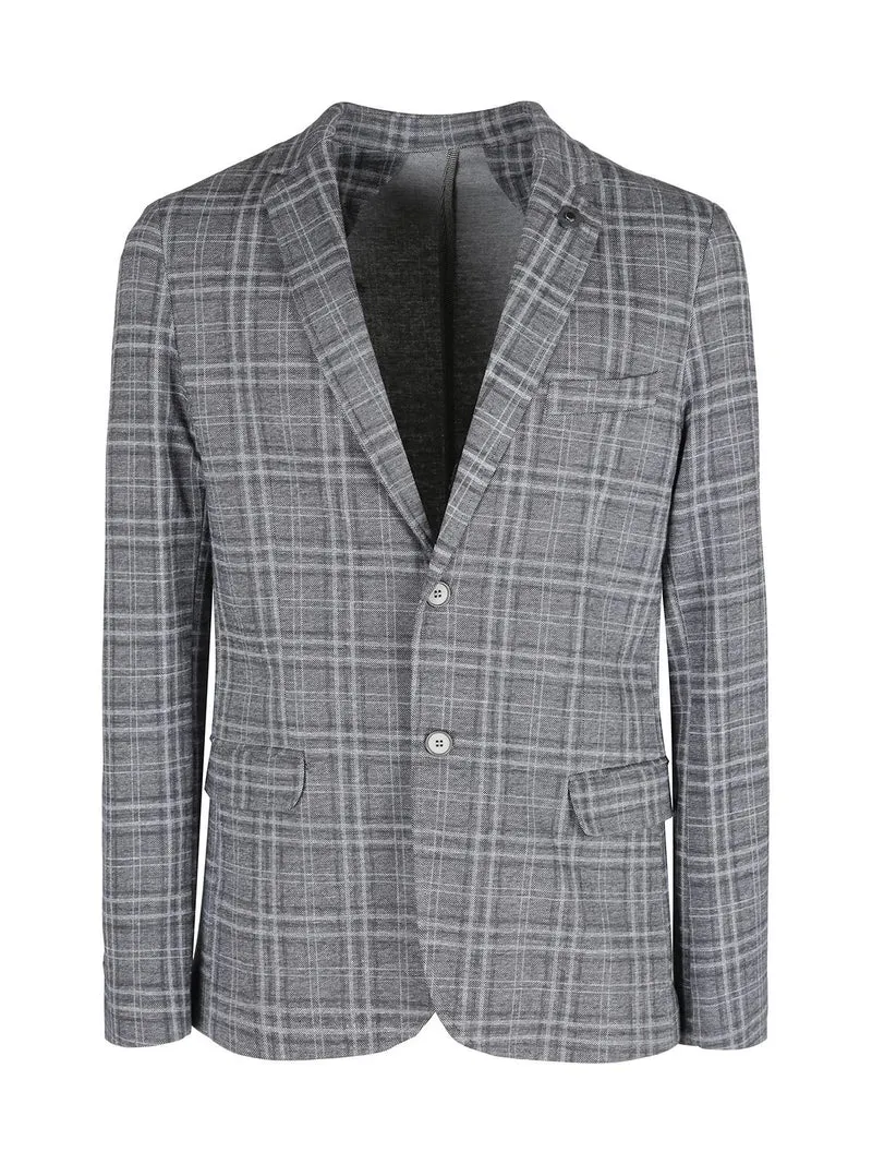 Blazer classico da uomo a quadri - grigio