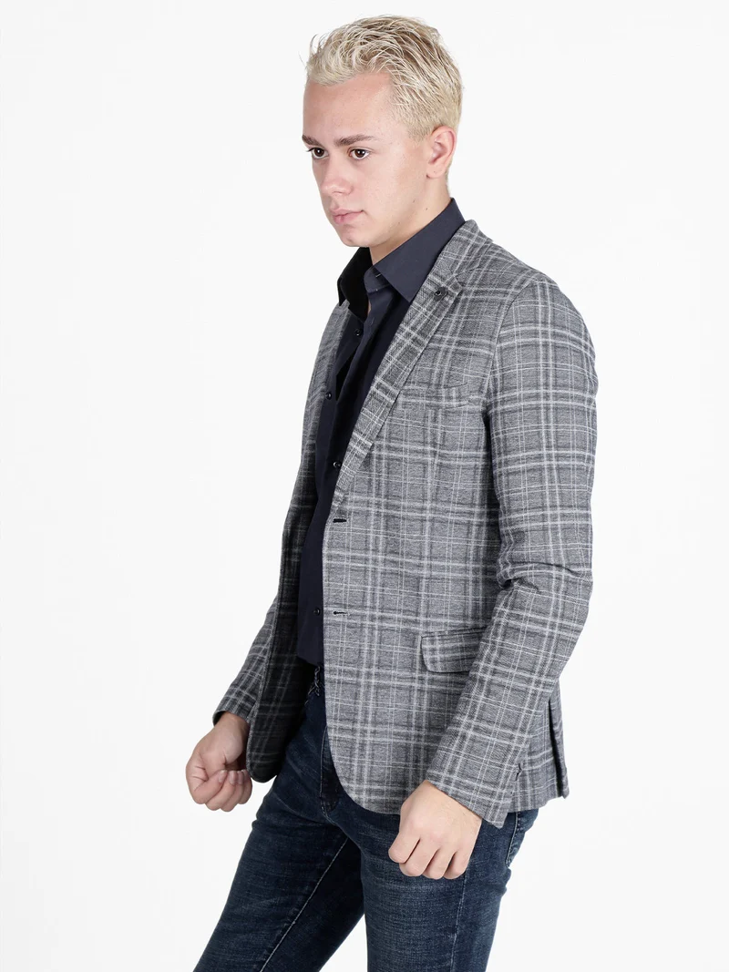 Blazer classico da uomo a quadri - grigio