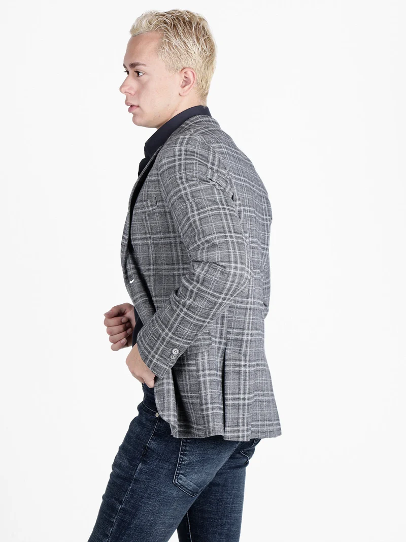 Blazer classico da uomo a quadri - grigio