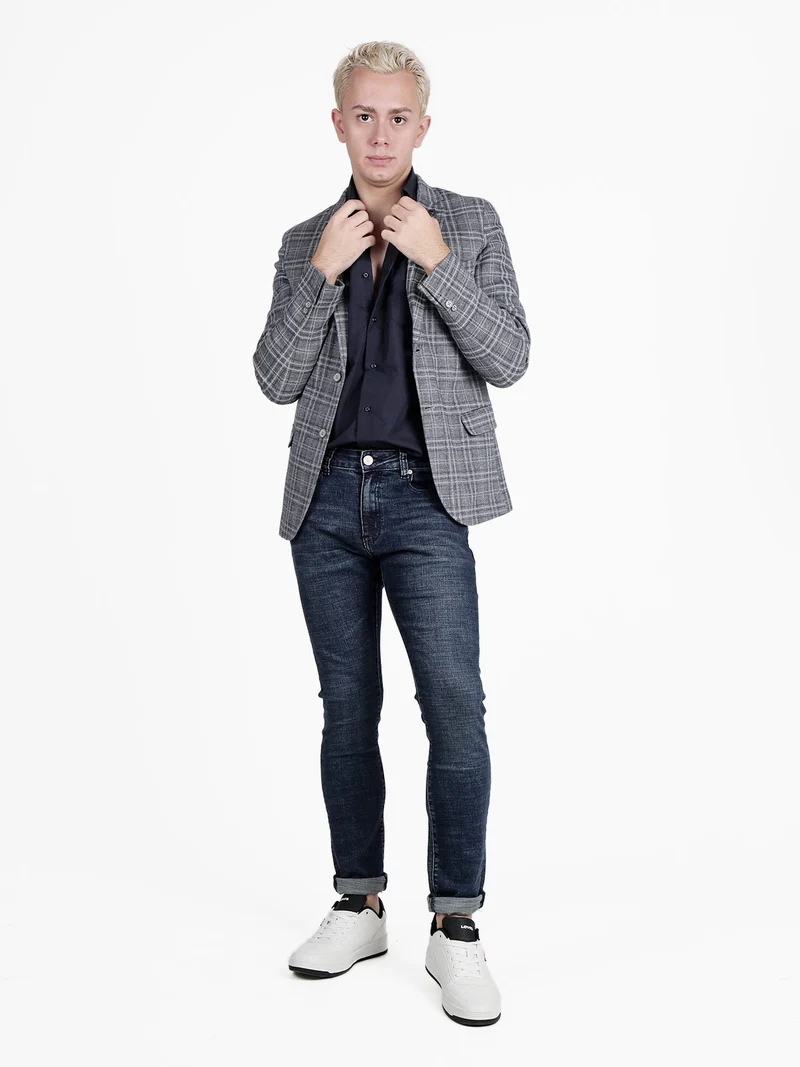 Blazer classico da uomo a quadri - grigio