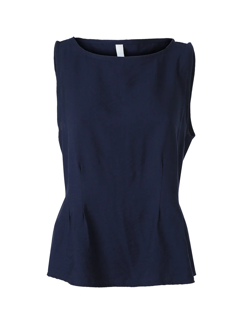 Top smanicato da donna in viscosa - blu scuro