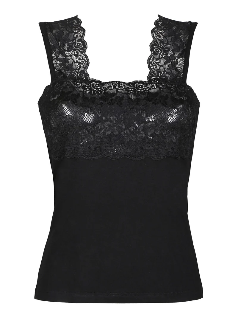 Canotta intima donna con pizzo - nero