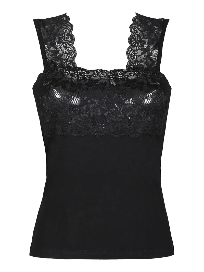 Canotta intima donna con pizzo - nero