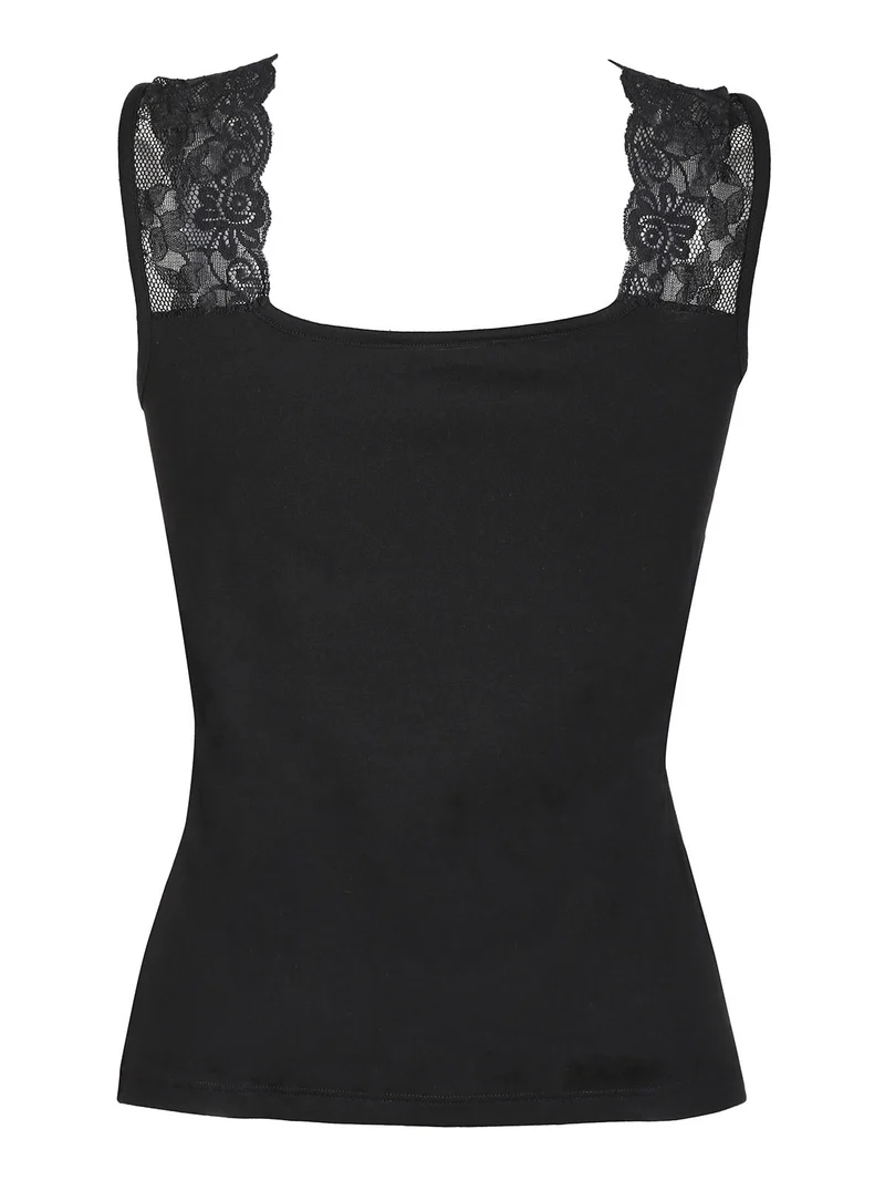 Canotta intima donna con pizzo - nero