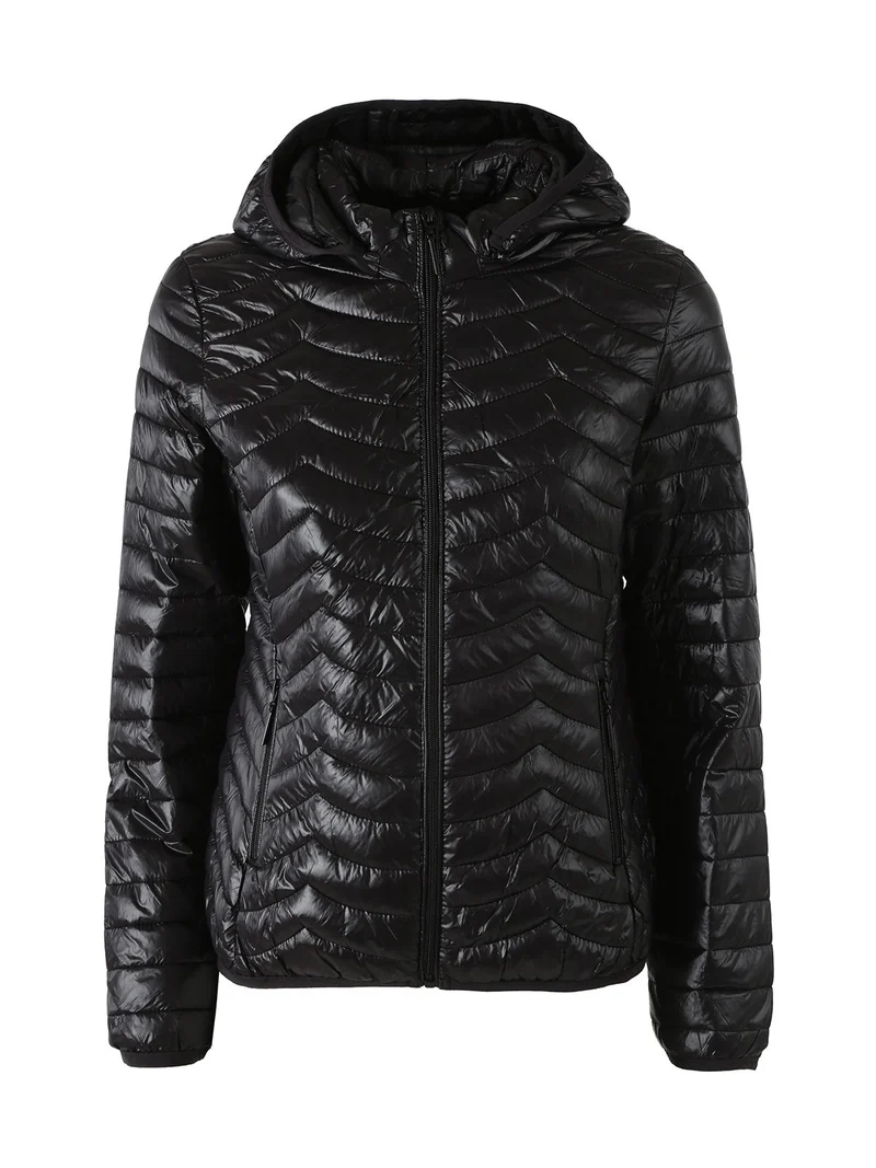 Giubbino donna 100 grammi con cappuccio e zip - nero