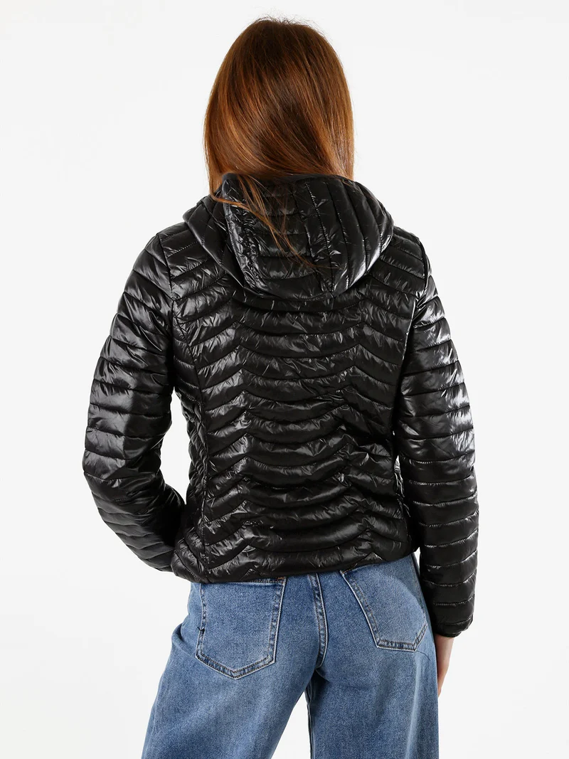 Giubbino donna 100 grammi con cappuccio e zip - nero