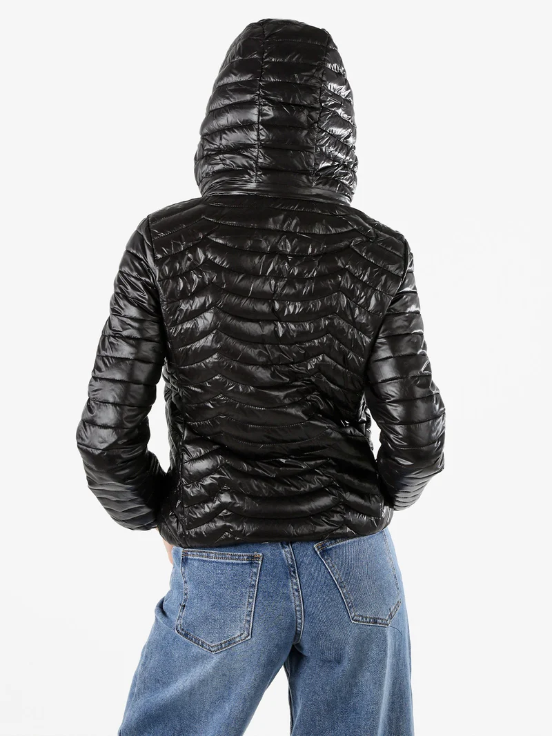 Giubbino donna 100 grammi con cappuccio e zip - nero