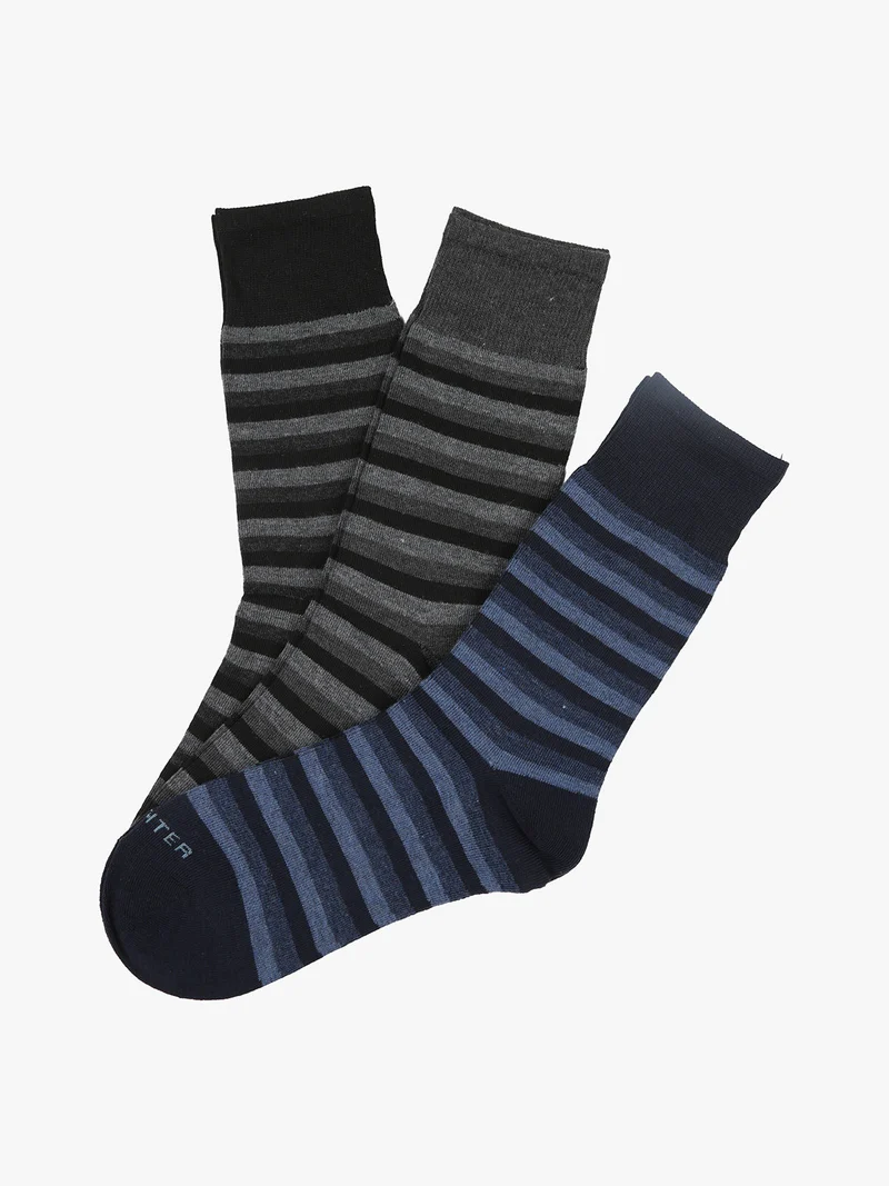 Confezione da 3 paia di calze corte uomo a righe - grigio scuro
