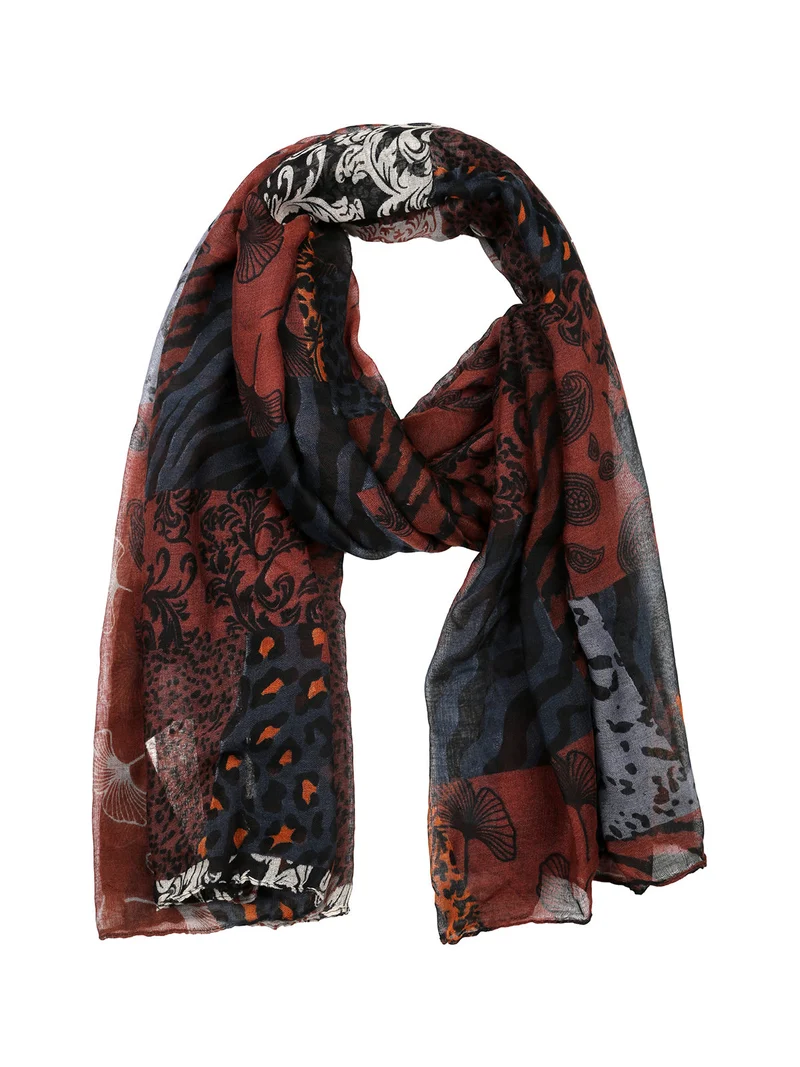 Sciarpa donna leggera con stampe - marrone