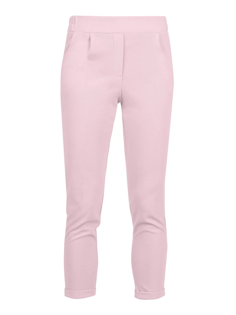 Pantaloni donna a sigaretta con risvolto - rosa