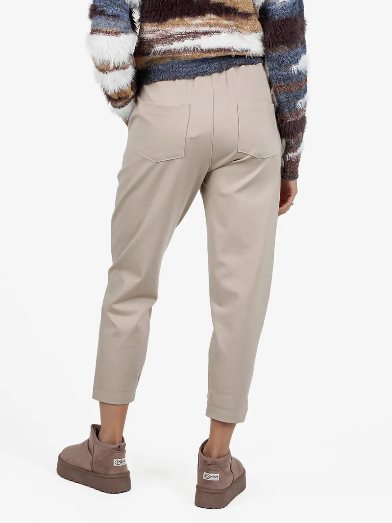Pantaloni casual da donna con coulisse - sabbia